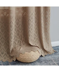 Hlc.me Monaco Premium Soft Decorative Ombre Lace Semi Sheer Light Filtering Rod Pocket Window Treatment Curtain Drapery Panels for Bedroom & Living Ro
