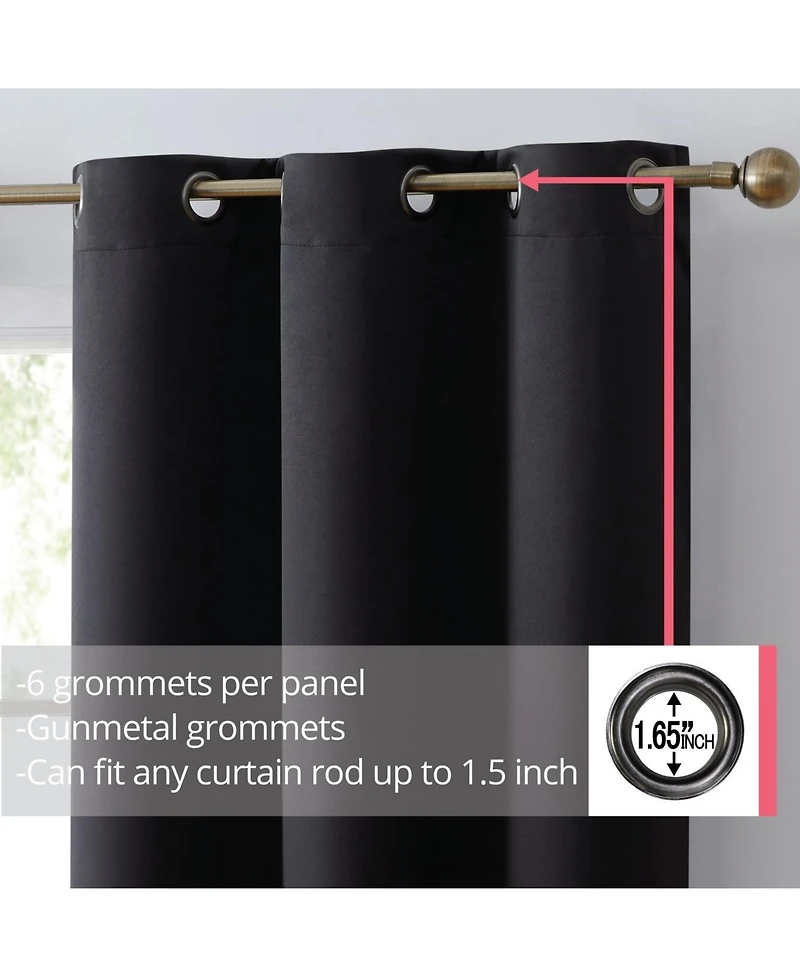 Hlc.me Laurance Full Shaded Blackout Curtains - Thermal Insulation Light Blocking Home Theater Grommet Window Drapery Basement Curtains