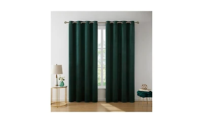 Hlc.me Sawyer Premium Luxurious Lush Velvet Soft Light Filtering Grommet Window Curtains
