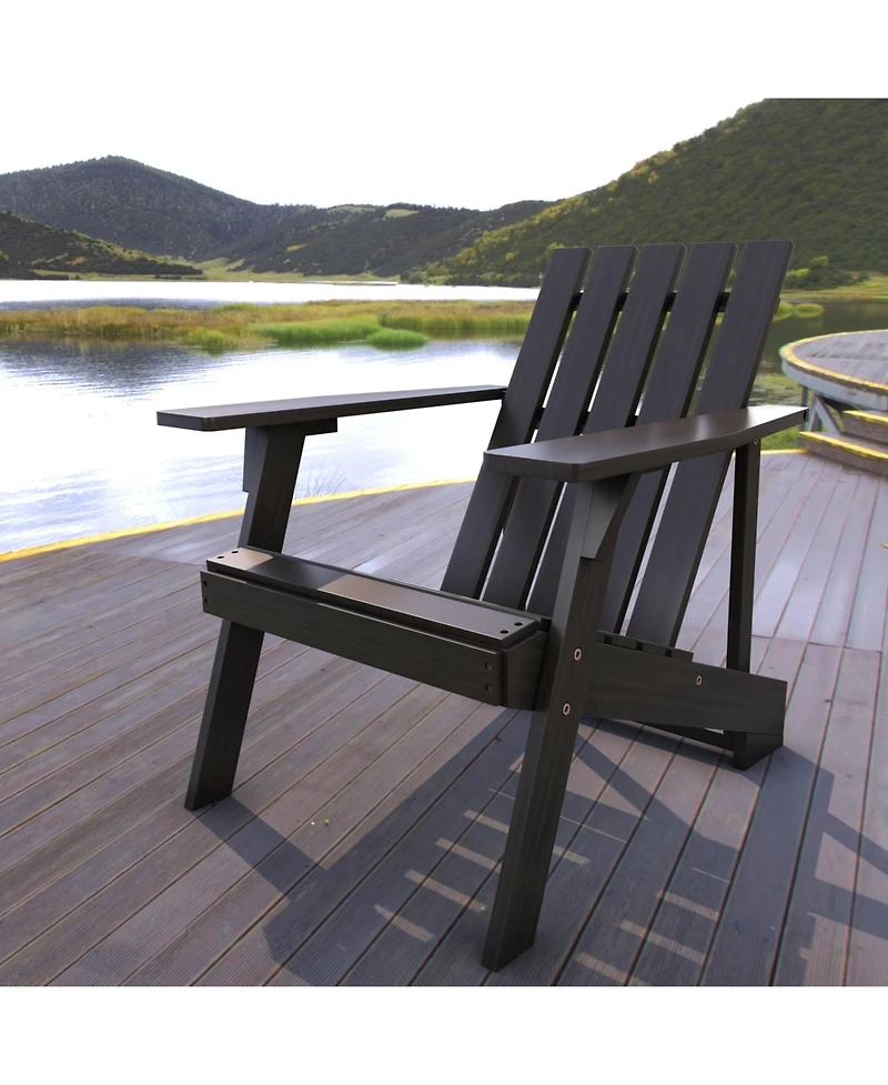 Irving Outdoor Patio Modern Acacia Wood Adirondack Chair