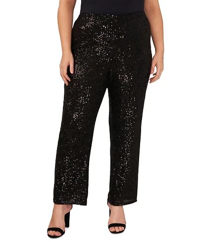 Vince Camuto Plus Sequined Pull-On Flare Pants