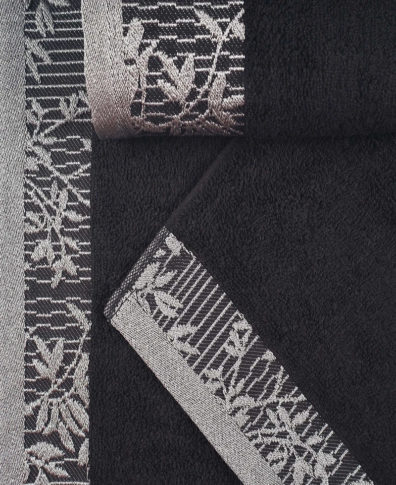 Superior Wisteria Floral Embroidered Jacquard Border Cotton 3 Piece Bath Towel Set