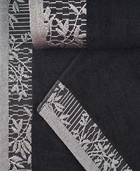 Superior Wisteria Floral Embroidered Jacquard Border Cotton 3 Piece Bath Towel Set