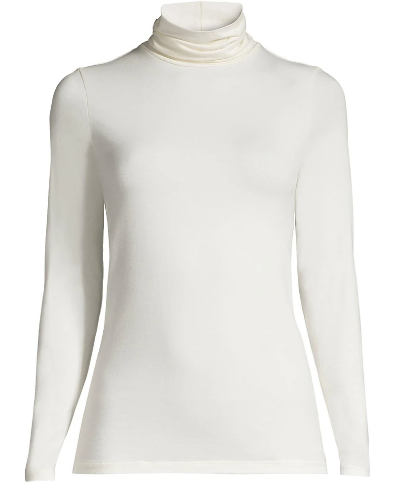 Lands' End Plus Size Lightweight Jersey Skimming Long Sleeve Turtleneck