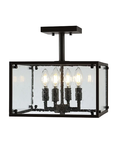 Jonathan Y Paysan Iron/Seeded Glass Rustic Farmhouse Led Flush Mount
