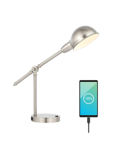 Jonathan Y Curtis Vintage Industrial Iron Adjustable Dome Shade Led Task Lamp with Usb Charging Port