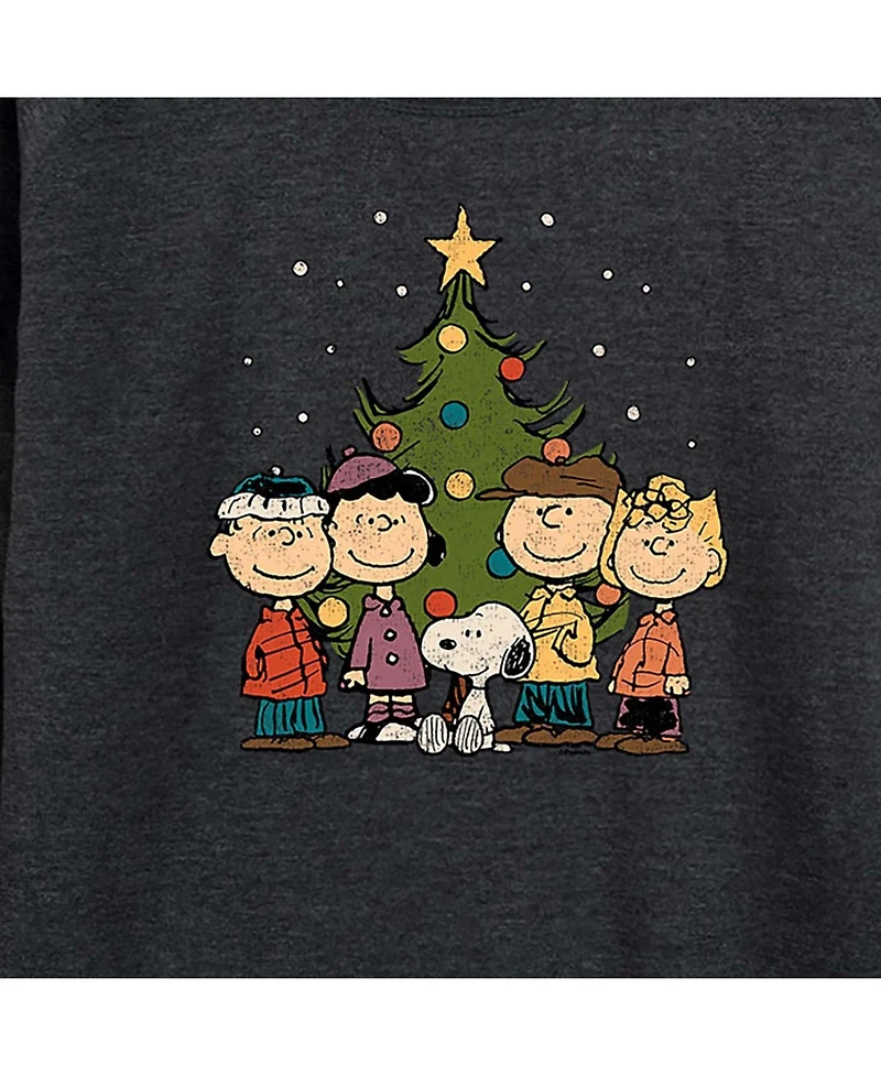 Air Waves Trendy Plus Snoopy Christmas Tree Graphic Long Sleeve Pullover Top