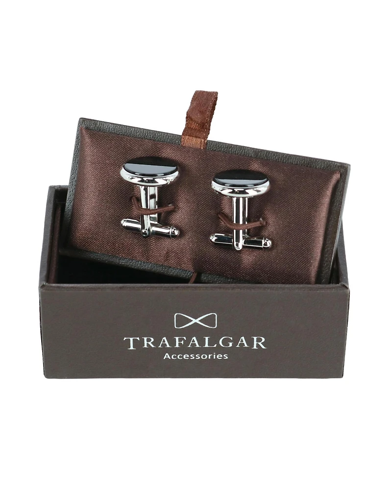 Trafalgar Sutton Round Genuine Onyx Cufflinks