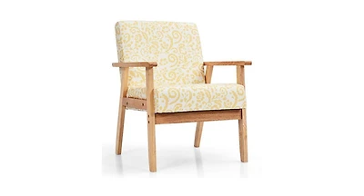 Slickblue Modern Accent Armchair Fabric Lounge Chair with Rubber Wood Leg