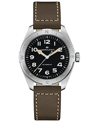 Hamilton Men's Swiss Automatic Khaki Field Expedition Green Leather Strap Watch 41mm