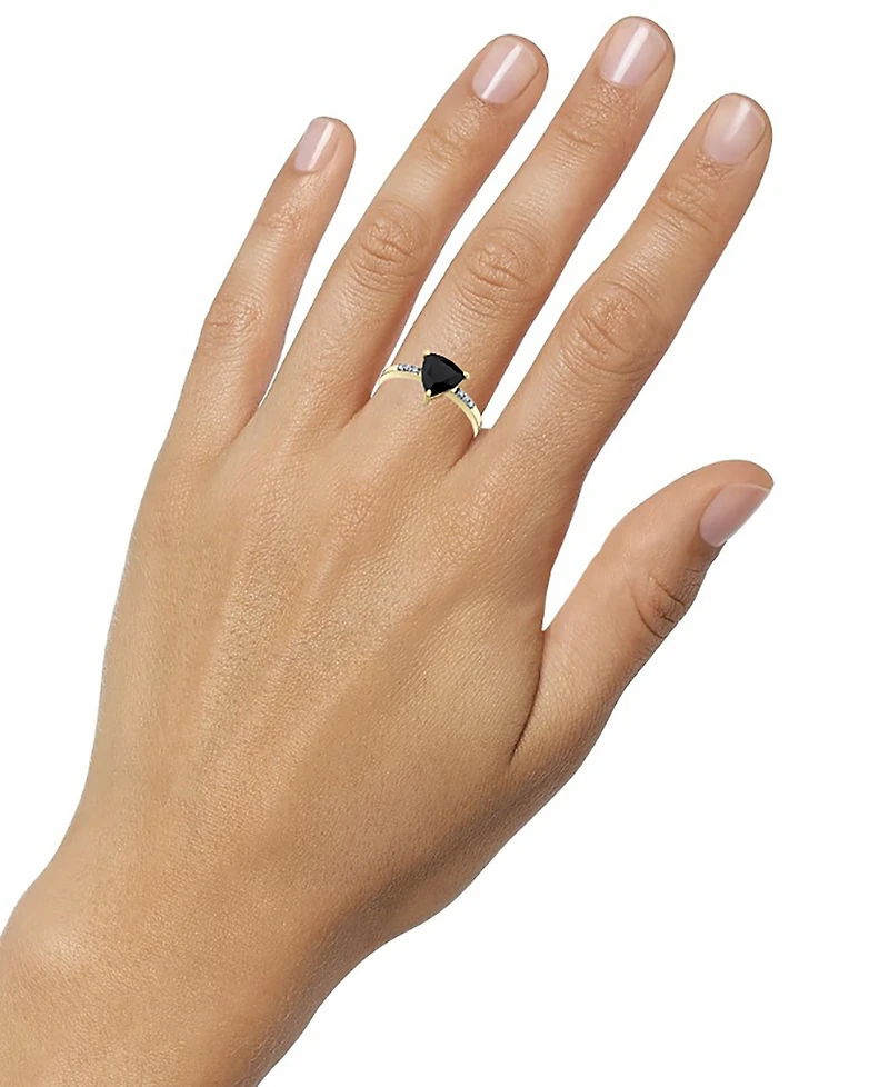 Onyx & Diamond Accent Trillion Ring in 10k Gold