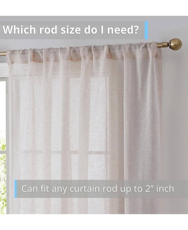 Hlc.me Penelope Faux Linen Textured Semi Sheer Privacy Sun Light Filtering Transparent Window Rod Pocket Thick Curtain Panels