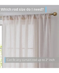 Hlc.me Penelope Faux Linen Textured Semi Sheer Privacy Sun Light Filtering Transparent Window Rod Pocket Thick Curtain Panels