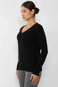 Jennie Liu Women's 100% Pure Cashmere Long Sleeve Ava V Neck Pullover Sweater