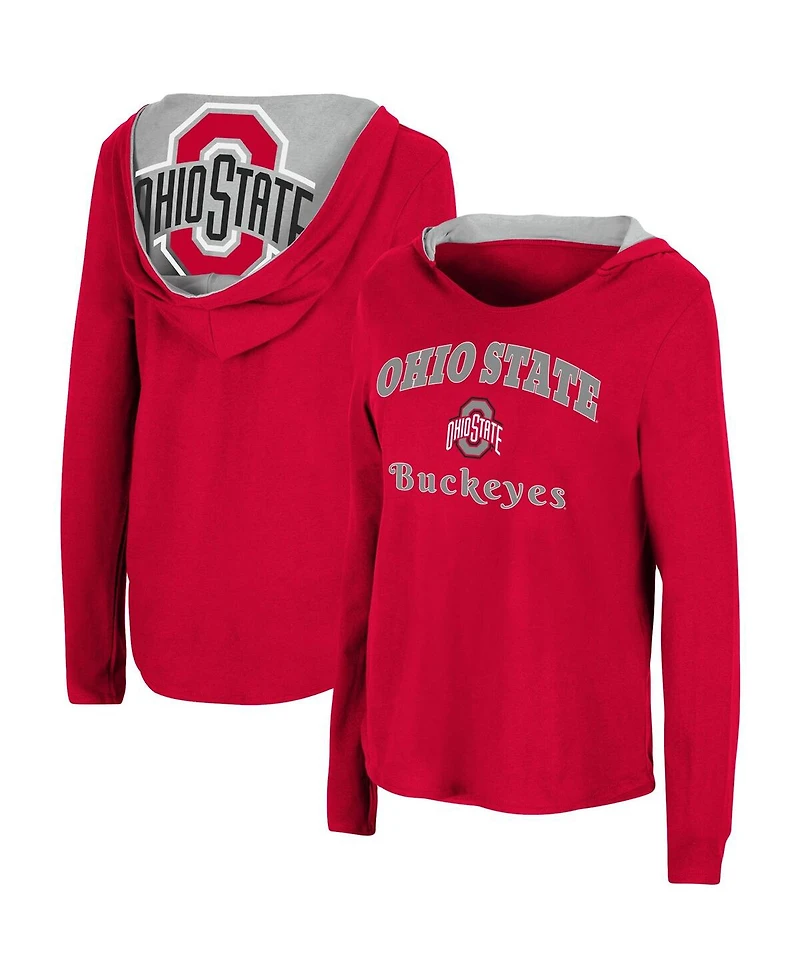 Women's Colosseum Scarlet Ohio State Buckeyes Catalina Hoodie Long Sleeve T-shirt