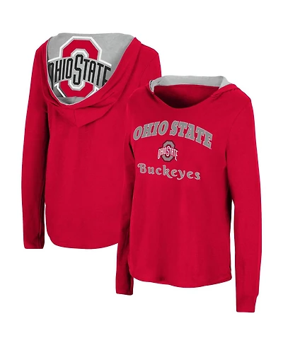 Women's Colosseum Scarlet Ohio State Buckeyes Catalina Hoodie Long Sleeve T-shirt