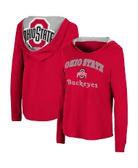 Women's Colosseum Scarlet Ohio State Buckeyes Catalina Hoodie Long Sleeve T-shirt