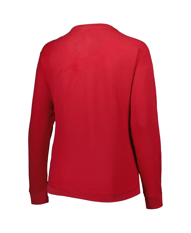 Women's Pressbox Crimson Alabama Tide Surf Southlawn Waffle-Knit Thermal Tri-Blend Long Sleeve T-shirt