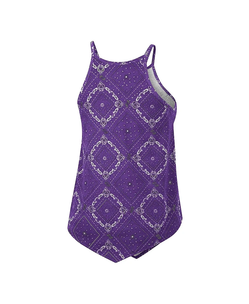 Women's Colosseum x Wrangler Purple Distressed Lsu Tigers Bandana Tank Top
