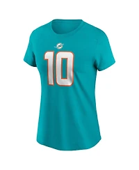 Women's Nike Tyreek Hill Aqua Miami Dolphins Player Name and Number T-shirt