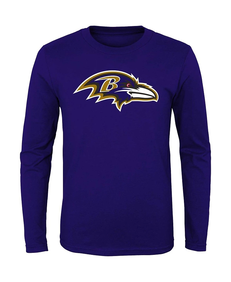 Big Boys Purple Baltimore Ravens Primary Logo Long Sleeve T-shirt
