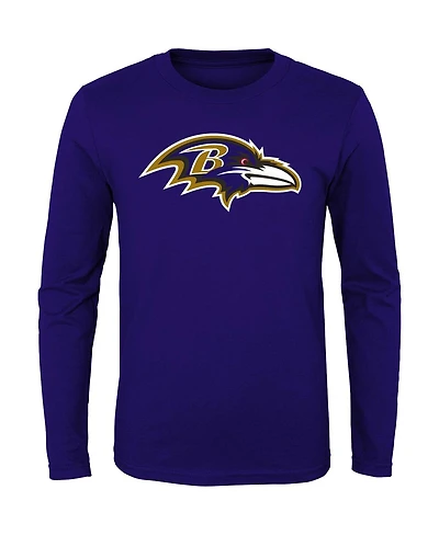 Big Boys Purple Baltimore Ravens Primary Logo Long Sleeve T-shirt