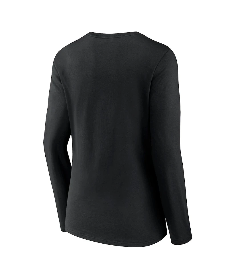 Women's Fanatics Black Oklahoma Sooners Evergreen Campus Long Sleeve V-Neck T-shirt