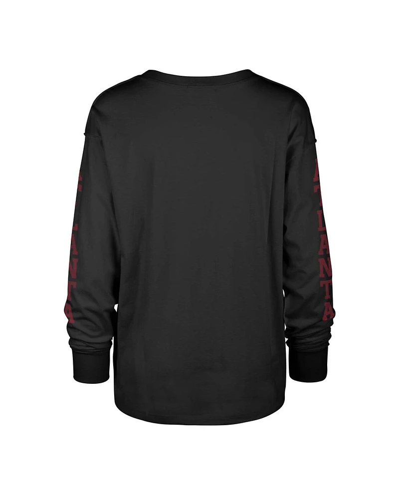 Women's '47 Brand Black Distressed Atlanta Falcons Tom Cat Long Sleeve T-shirt