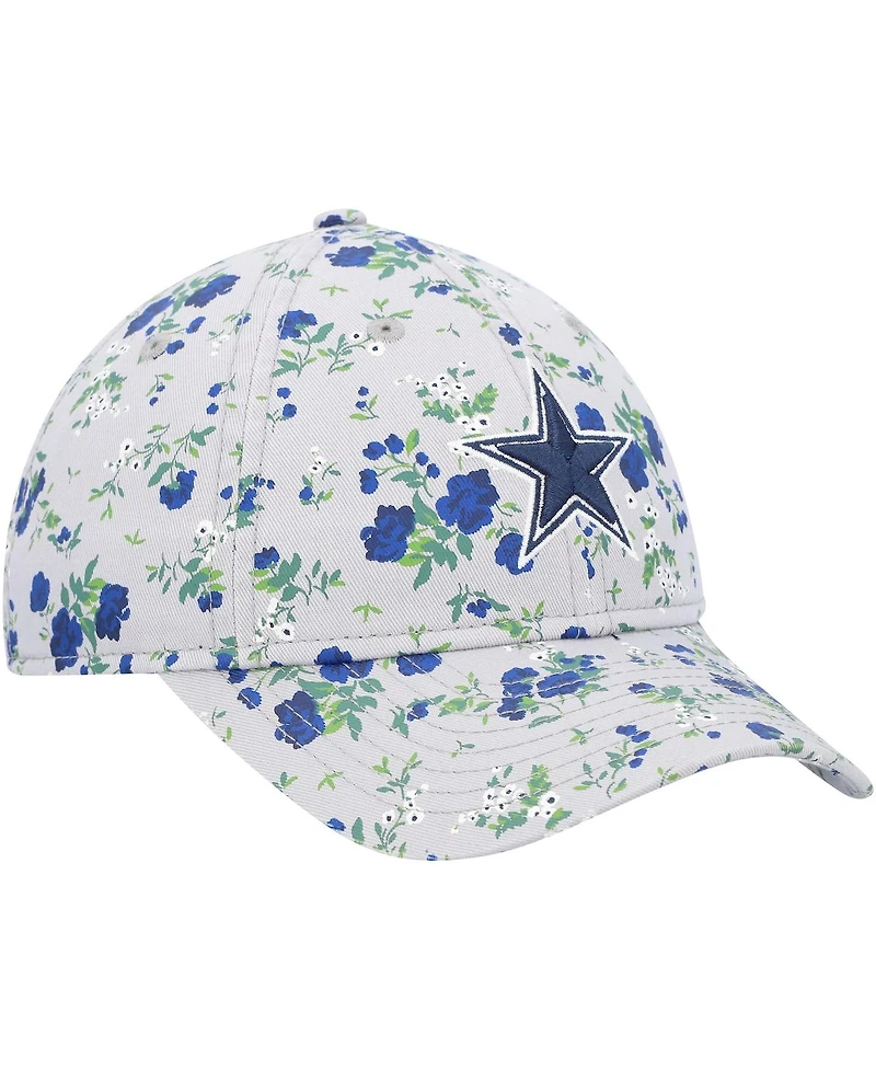 Girls Youth New Era Gray Dallas Cowboys Bouquet 9TWENTY Adjustable Hat