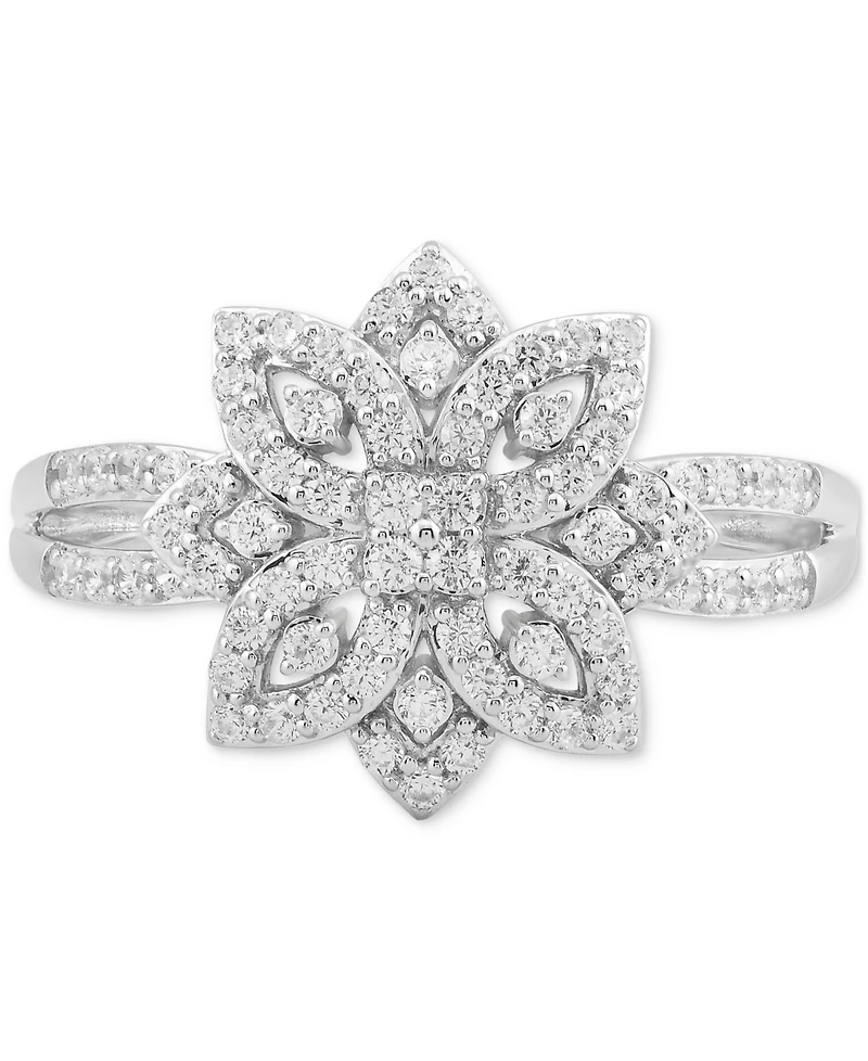 Diamond Flower Cluster Statement Ring (1/2 ct. t.w.) in Sterling Silver
