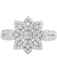 Diamond Flower Cluster Statement Ring (1/2 ct. t.w.) in Sterling Silver