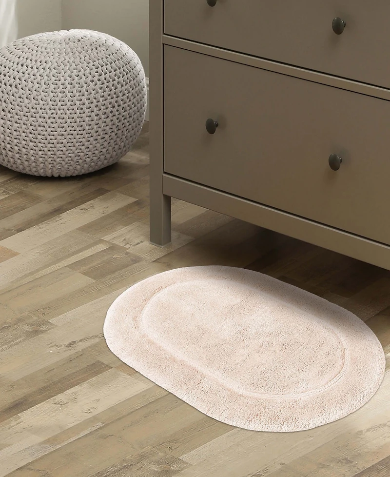Superior Oval Solid Non-Skid Washable Cotton 2-Pc. Bath Rug Set