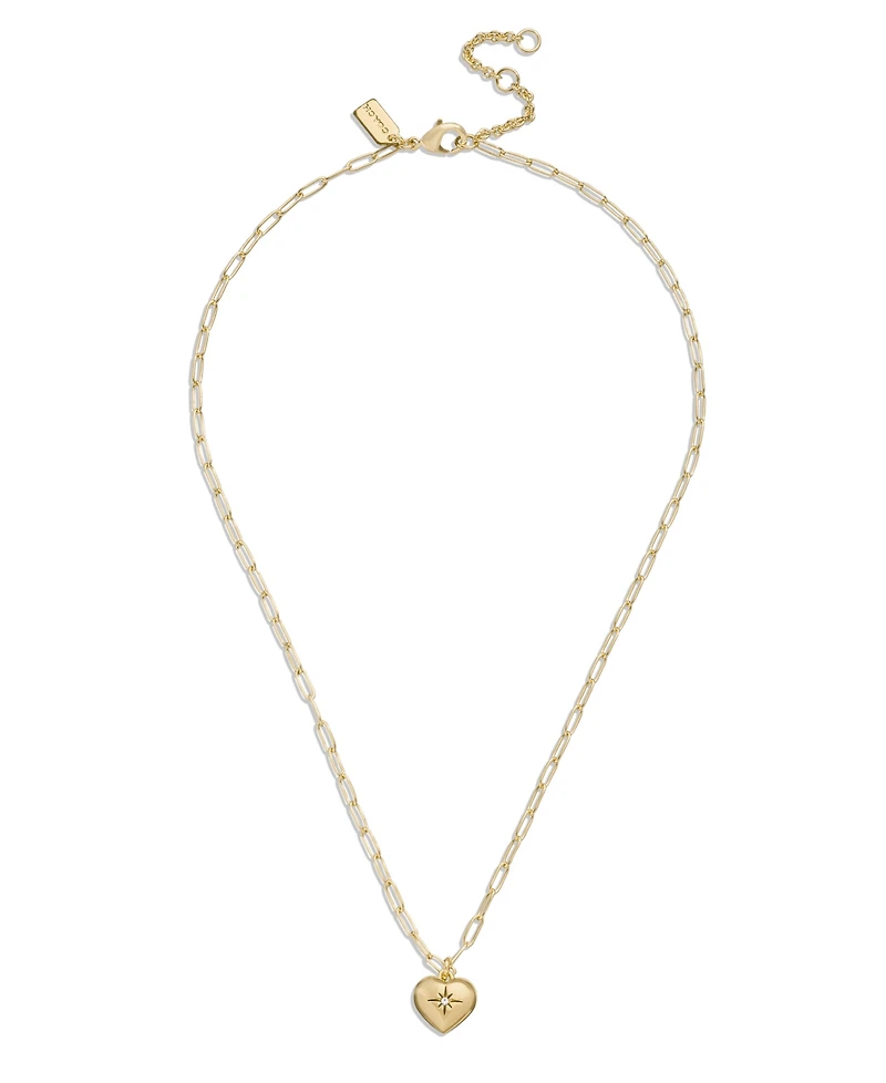 Coach Faux Stone Iconic Heart Pendant Heart Motif Necklace