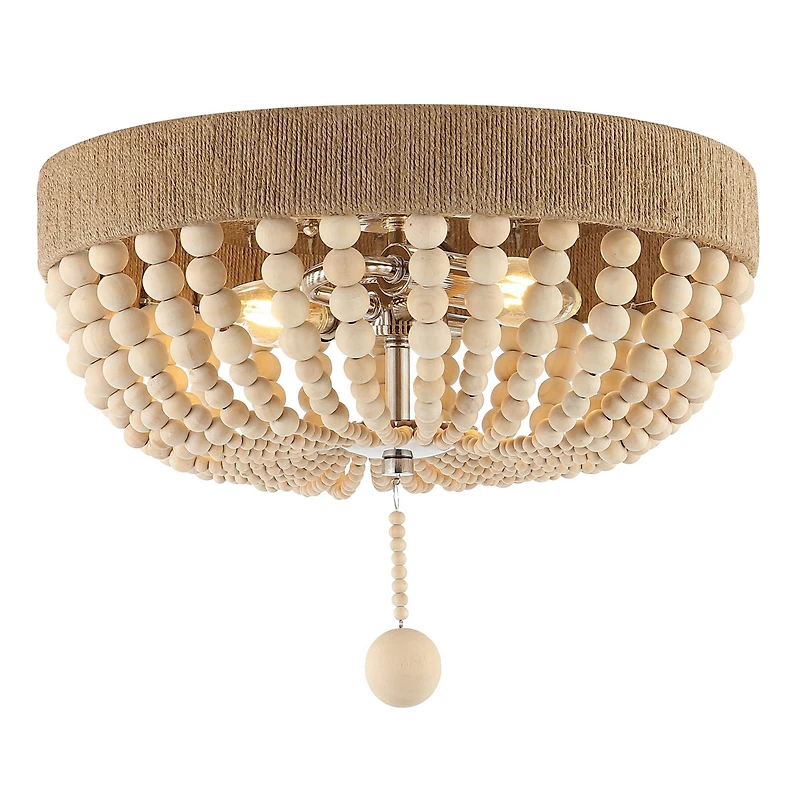 Jonathan Y Justina Wood Bead Farmhouse Bohemian Iron Led Flush Mount Ceiling Light