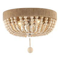 Jonathan Y Justina Wood Bead Farmhouse Bohemian Iron Led Flush Mount Ceiling Light