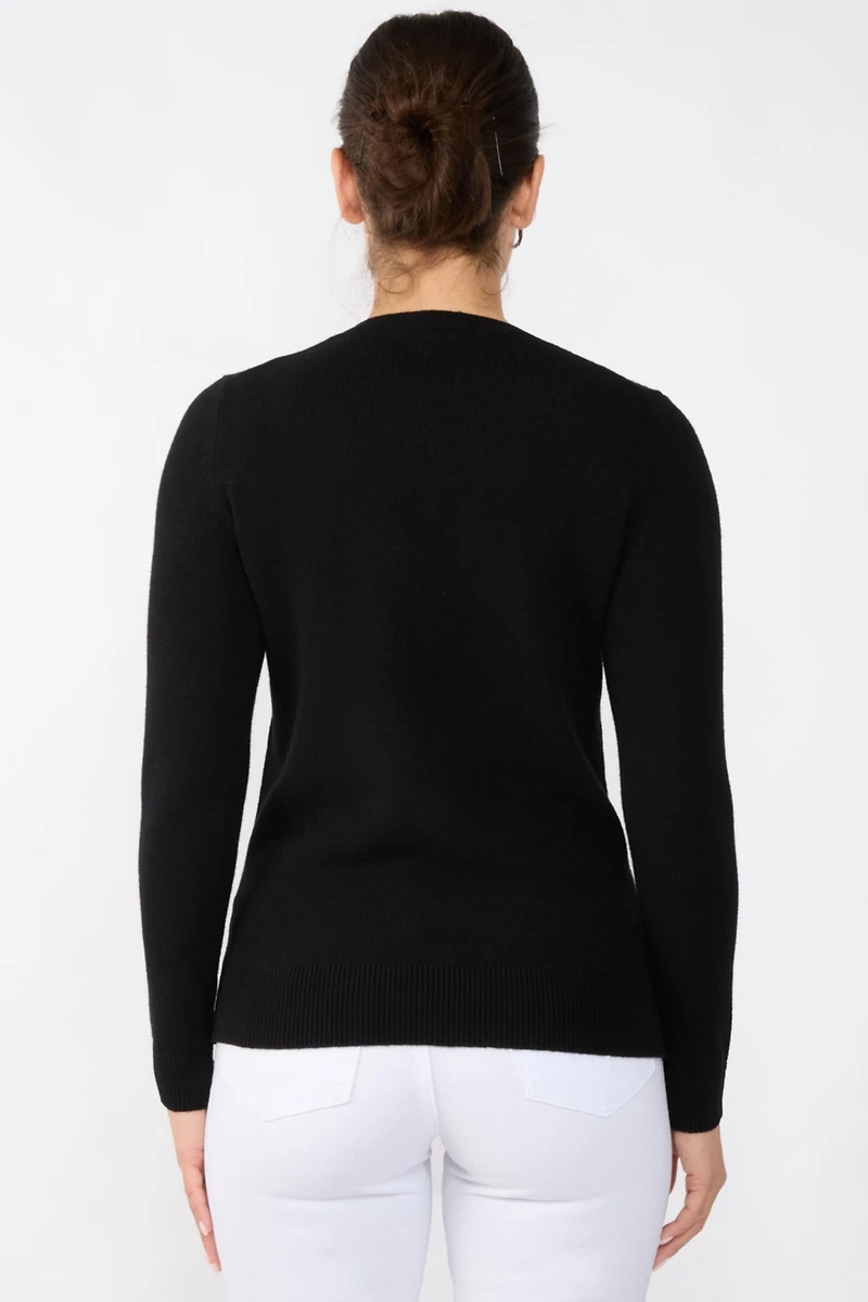 Jennie Liu Women's 3-ply Cashmere Crew Neck Sweater