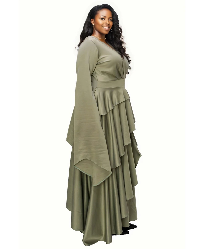 Plus Zeta Ruffled Drama Dress