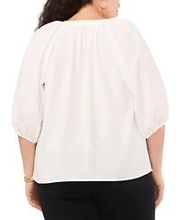Vince Camuto Plus Size Raglan Balloon-Sleeve Split-Neck Top