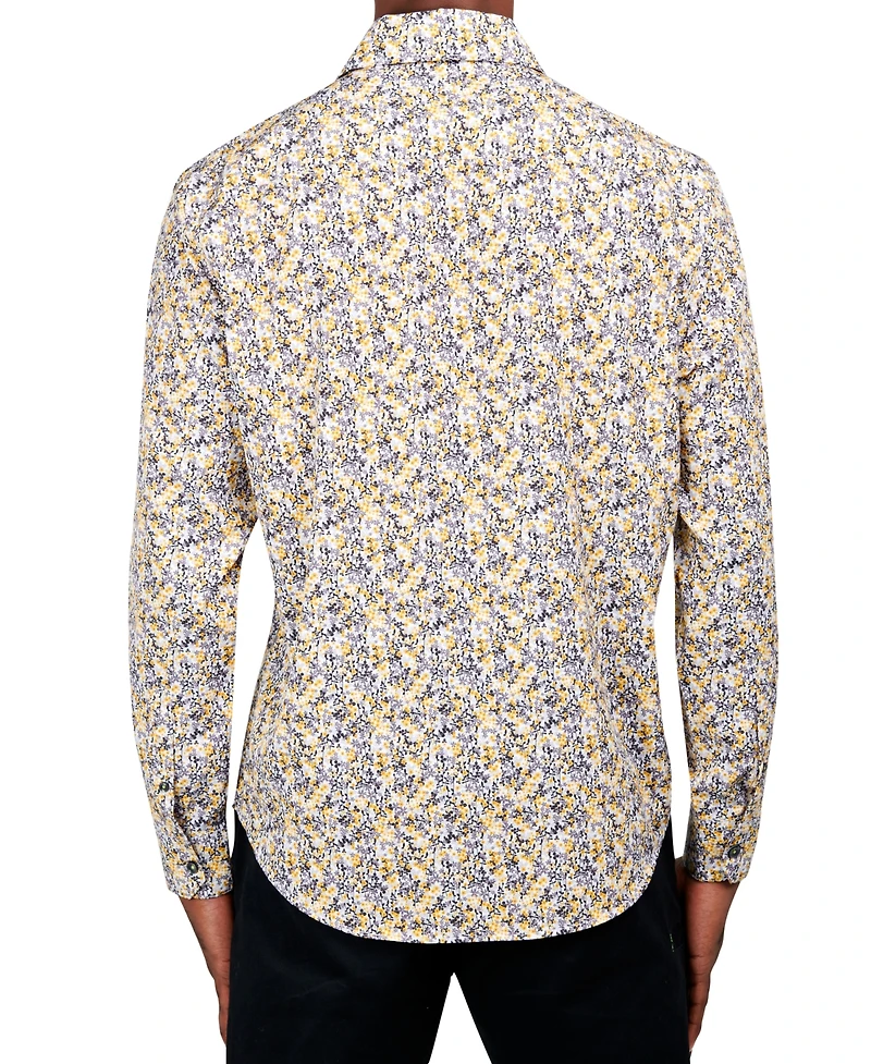 Society of Threads Men's Slim Fit Non-Iron Performance Stretch Floral Button-Down Shirt