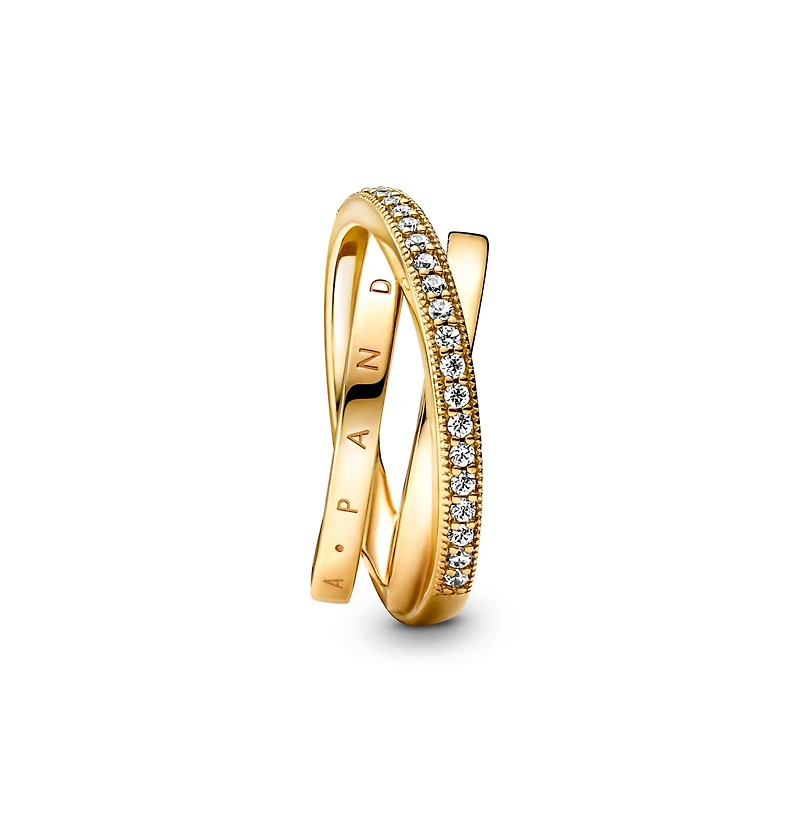 Pandora Cubic Zirconia Signature Crossover Pave Triple Band Ring
