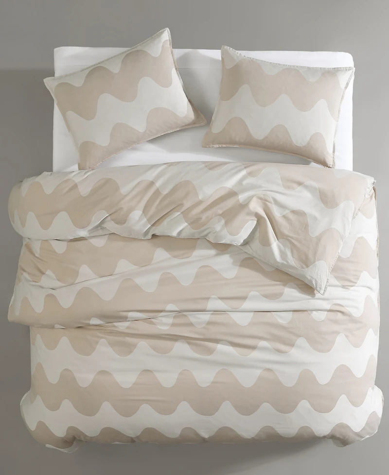 Closeout! Marimekko Lokki Cotton 3 Piece Duvet Cover Set, King