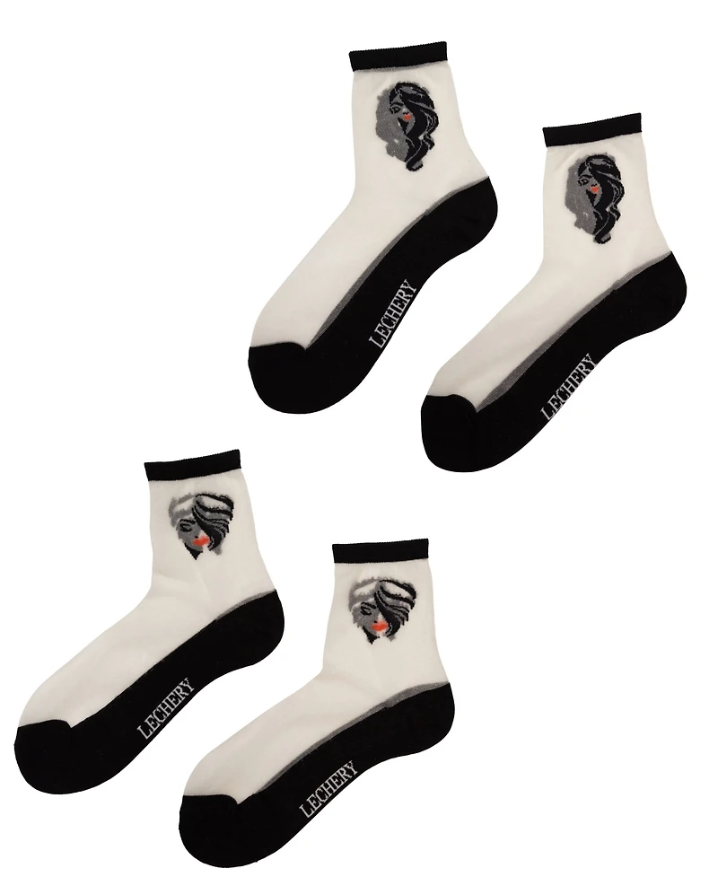 Lechery Women's Femme Fatale 2 Pairs of Sheer Crew Socks