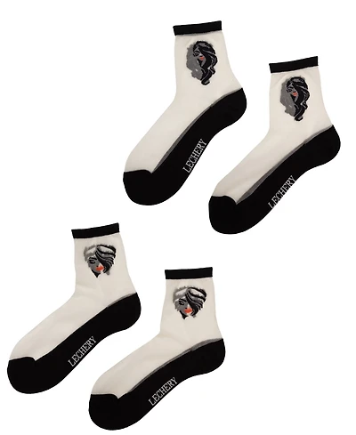 Lechery Women's Femme Fatale 2 Pairs of Sheer Crew Socks