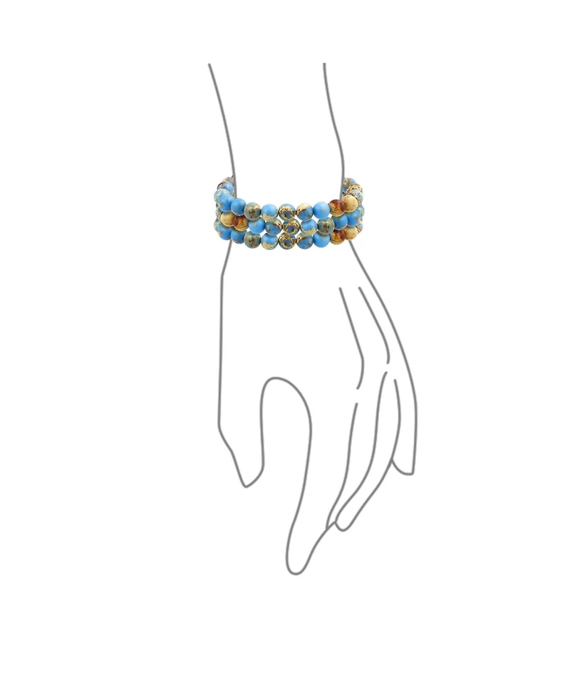 Bling Jewelry Stackable Set Of 3 Natural Stone Round Bead 8MM Multi Strand Stretch Bracelet
