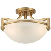 Regency Hill Mallot Modern Ceiling Light Semi Flush Mount Fixture 12 1/2" Wide Soft Gold 2-Light Marbleized Glass Bowl Shade for Bedroom Living R