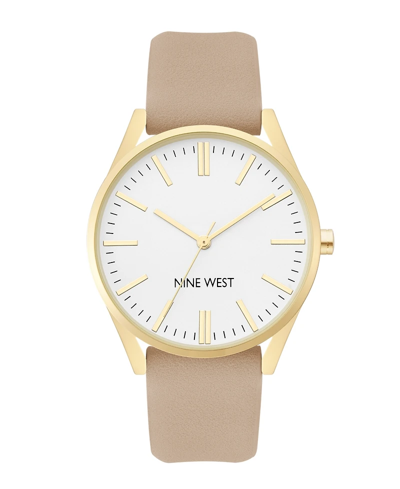Nine West Women's Quartz Tan Faux Leather Band Watch, 36mm
