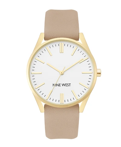 Nine West Women's Quartz Tan Faux Leather Band Watch, 36mm