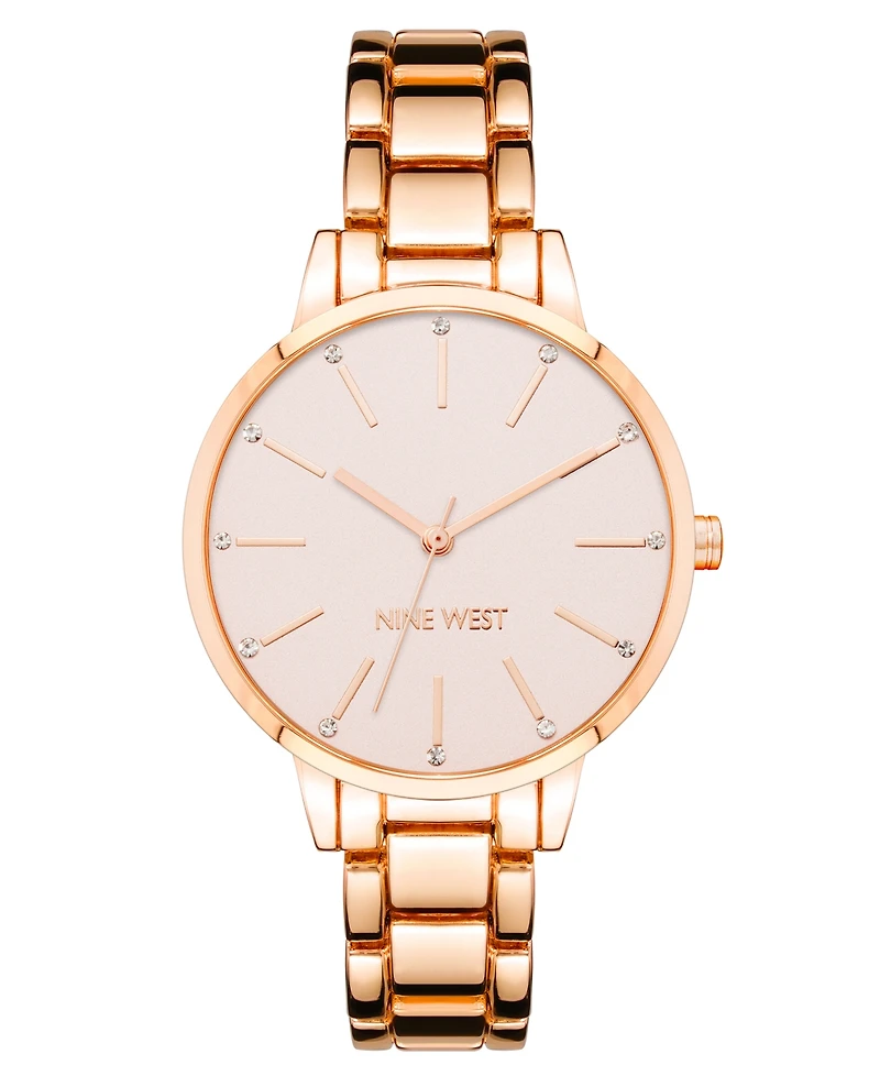 Nine West Women's Quartz Rose Gold-Tone Alloy Link Bracelet Watch