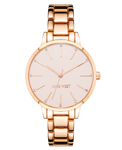 Nine West Women's Quartz Rose Gold-Tone Alloy Link Bracelet Watch