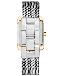 Nine West Women's Quartz Rectangular Silver-Tone Stainless Steel Mesh Band Watch